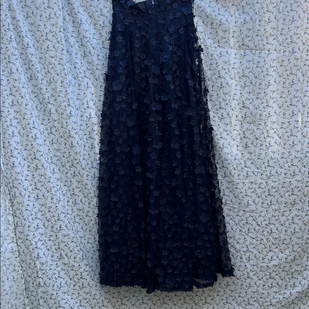 Handcrafted Elegant Navy Blue Lace Skirt - Picture 4 of 5